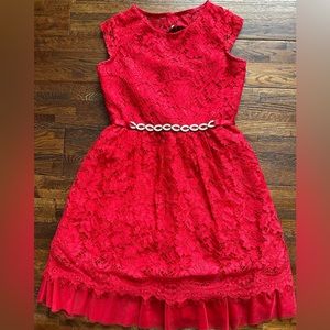 Girls Rare Editions formal red lace dress size 12